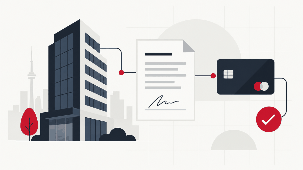 Illustration of a company signing off on a data licence payment